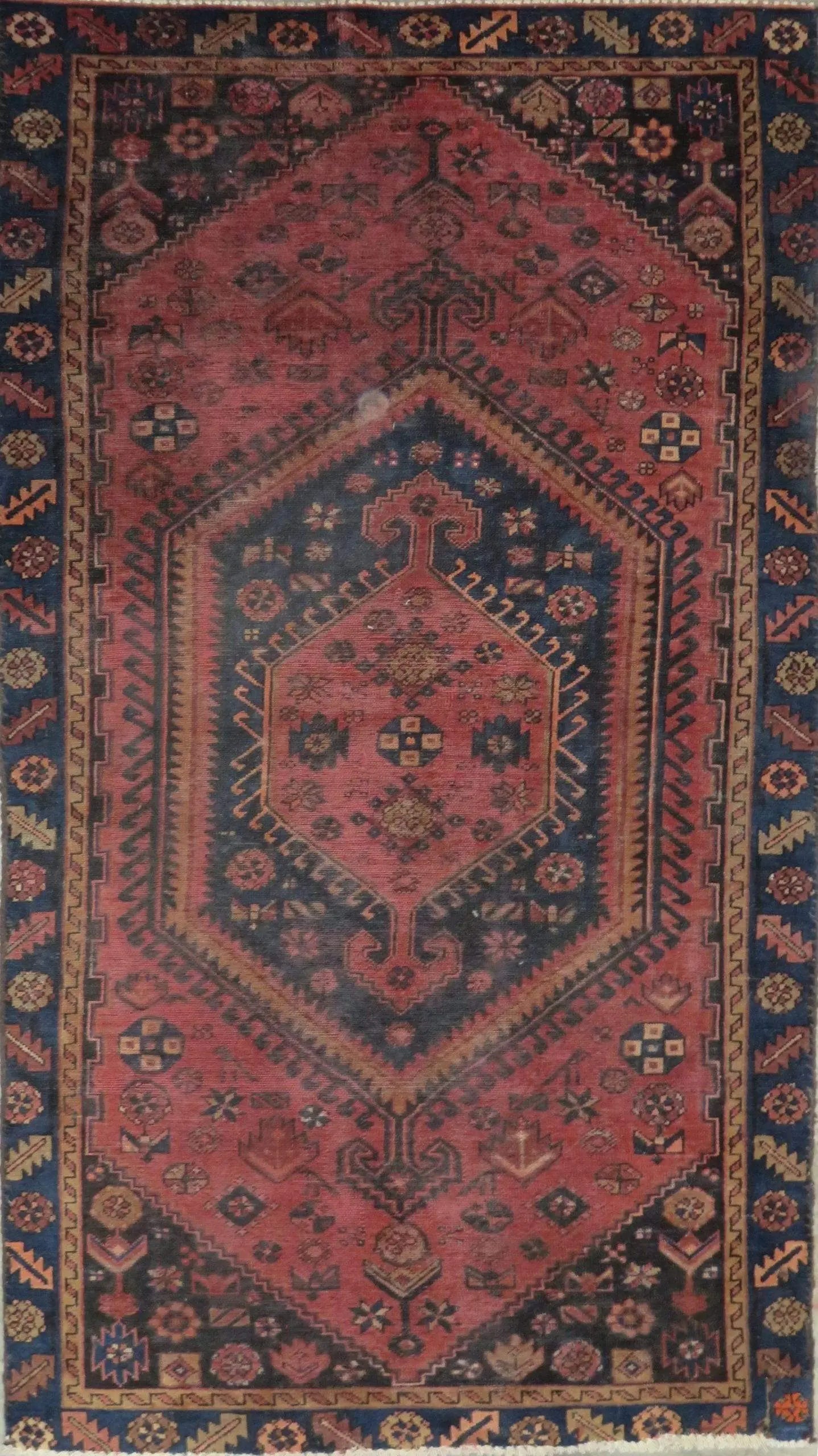 Hand-Knotted Persian Wool Rug _ Luxurious Vintage Design, 7'3" x 3'9", Artisan Crafted